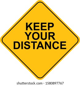 Yellow keep your distance sign. vector icon