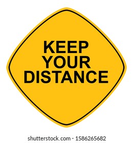 Yellow keep your distance sign. vector icon