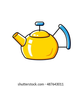 Yellow kettle isolated.