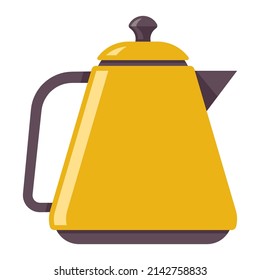 Yellow kettle vector cartoon illustration isolated on a white background.