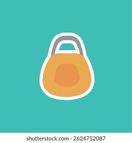 Yellow kettlebell flat icon. Vector illustration