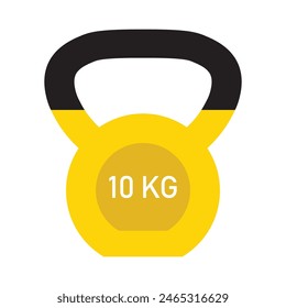 Yellow Kettlebell Vector icon isolated on white, Workout gym tools, accessories. Sport equipment, Gym time concept. Iron kettlebell icon, sport training and fitness design element on white background.