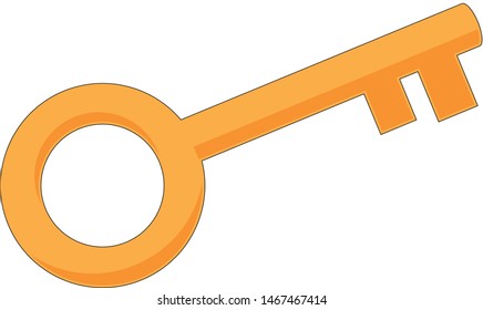 a yellow key as a cliptart vector