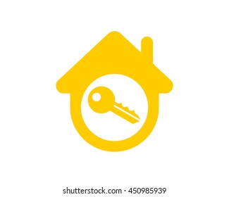 yellow key house housing home residence residential real estate image vector icon