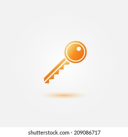 Yellow key icon - black vector key symbol 