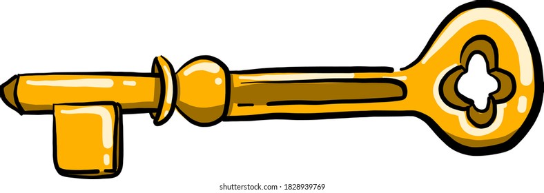 gelber Schlüssel, Illustration, Vektorgrafik auf weißem Hintergrund