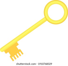 Yellow key, illustration, vector on a white background.