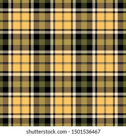 Yellow, Khaki, Black and White Tartan Plaid Scottish Seamless Pattern. Texture from tartan, plaid, tablecloths, shirts, clothes, dresses, bedding, blankets and other textile.