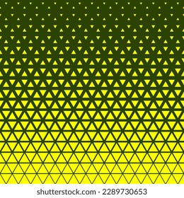 Yellow khaki green halftone triangles pattern. Abstract geometric gradient background. Vector illustration.