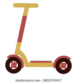 Yellow Kick Scooter. Hand Drawn Vector Illustration Isolated On White. Urban Eco Transport Concept