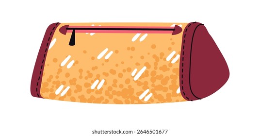 Yellow Kids Pencil Case in Flat Style on White Background. Bright Children's Stationery Holder for School, Kindergarten and Art Supplies. Perfect for Back to School Campaigns, Educational Materials