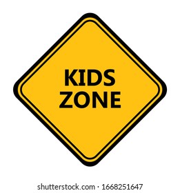 Yellow kids zone sign. vector icon