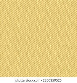 Yellow kitchen napkin with diagonal stripes, woven from cotton or flax. Golden tablecloth. Upholstery fabric texture. Striped pattern. Abstract vector.