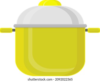 Yellow kitchen pot, illustration, vector on a white background.
