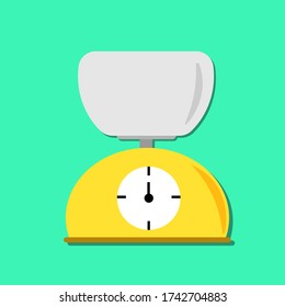 Yellow kitchen scale on a blue background