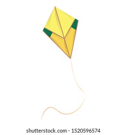 Yellow kite icon. Cartoon of yellow kite vector icon for web design isolated on white background