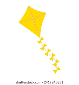 Yellow kite vector illustration isolated on white background. Suitable for festival banners and outdoor children's toys.