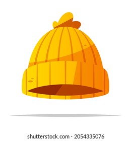 Yellow knitted hat vector isolated illustration