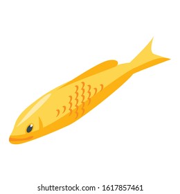 Yellow koi carp icon. Isometric of yellow koi carp vector icon for web design isolated on white background