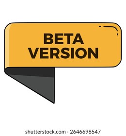 modelo de ilustração vetor de cor plana do programa de avaliação da versão beta do rótulo amarelo