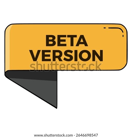 yellow label beta version trial program flat color vector illustration template design