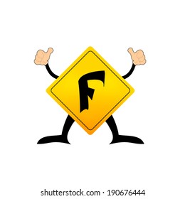 Yellow Label F letter