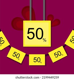 La etiqueta amarilla tiene un 50% en la etiqueta.
