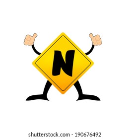 Yellow Label N letter