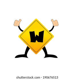 Yellow Label W letter