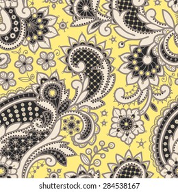 Yellow Lace Seamless Pattern.