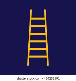 Yellow ladder icon vector. Blue background