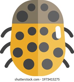 Yellow ladybug, icon illustration, vector on white background