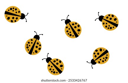 Yellow ladybug. Vector dotted or polka dot pattern. Let spring begin. ladybug sign represents protection, resistance, luck and prosperity, but also symbol of senseless violence. on white background