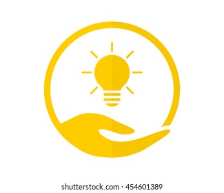 yellow lamp circle hand image vector icon