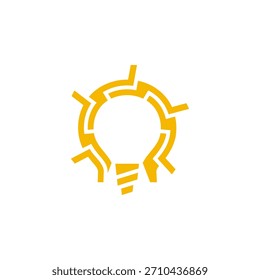 Idea de lámpara amarilla Sistema de circuito AI Tecnología Abstractas Vector de diseño de logotipo de genio moderno