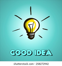 Yellow lamp on the blue background. Vector illustration