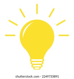 Yellow lamp on a white background. Flat vector illustration. Solving problems in business. Innovation and teamwork in company. Creative idea brainstorming concept. Searching for solutions, innovation.