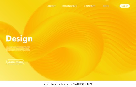 Yellow. Landing Page. 3d Fluid Poster. Yellow Minimal. Abstract Flow. Vibrant Color. 3d Wave. Fluid Colors. Liquid Shape. Flow Wave. Yellow Background. Vector.