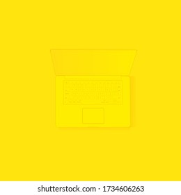 Yellow Laptop 3d illustration background with yellow background vector