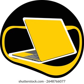Yellow laptop logo, for things related to laptop or internet technology image icons