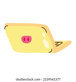 Yellow Laptop With Pig Nose Icon