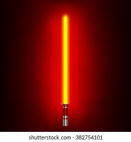 Yellow laser beam. Vector illustration.