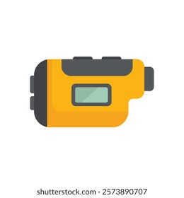 Yellow laser distance meter with a digital screen for measuring distance in construction