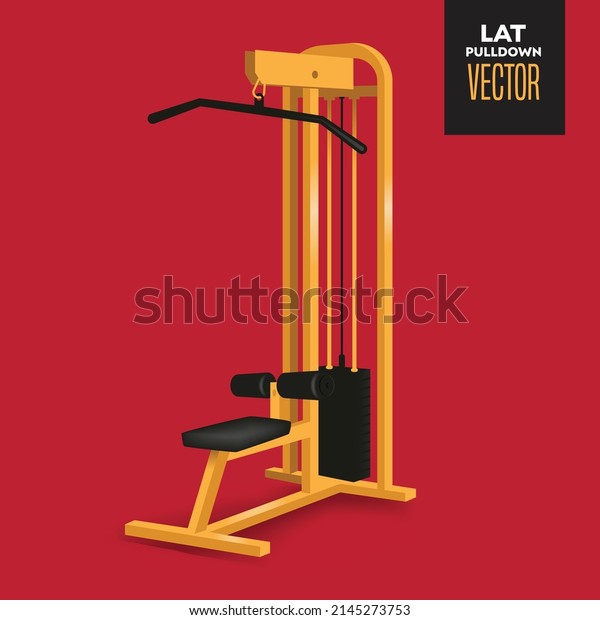 Yellow Lats pulldown weight machine 3d\
illustration 3d\
rendering