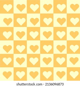 yellow lattice pattern abstract background vector with heart shape