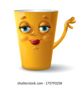 yellow laughing cup