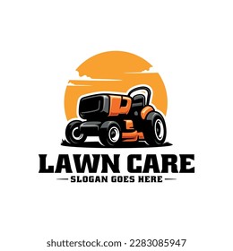 yellow lawn mower illustration logo vector