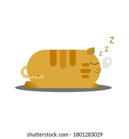 The yellow lazy cat sleeping on white background.