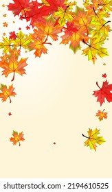 Yellow Leaf Background BeigeVector. Foliage Tree Frame. Ocher Decoration Plant. Wallpaper Floral Design.