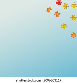 Yellow Leaf Background Blue Vector. Plant Beautiful Texture. Golden Design Floral. Celebrate Foliage Design.